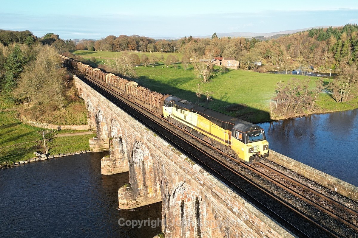 JL - 29.11.23 70812 6J37 Carlisle - Chirk, Eden Lacy Viaduct - Eden Lacy Viaduct
