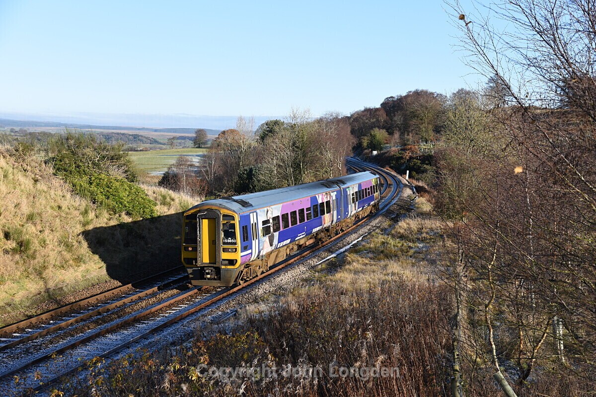 JL - 30.11.19 158850 09:54 Morpeth - Carlisle, Denton Mill - Tyne Valley (west to east)