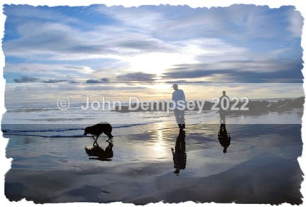 Nell and Stefan on the Beach - Walking the Dog
