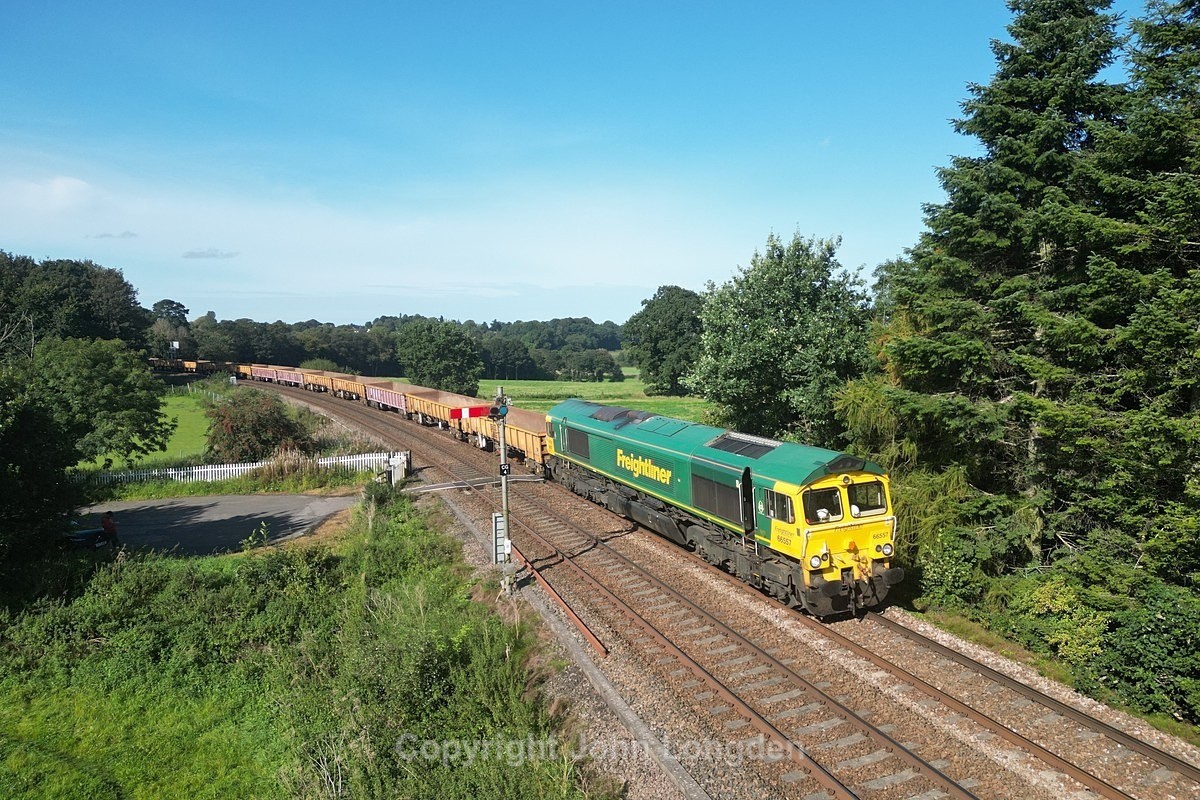 JL - 13.9.23 66557 6E48 Carlisle Yard - Tyne Yard, Corby Gates - Tyne Valley (west to east)