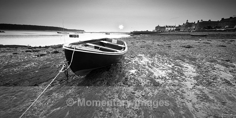 Boat on Findhorn - Black and White