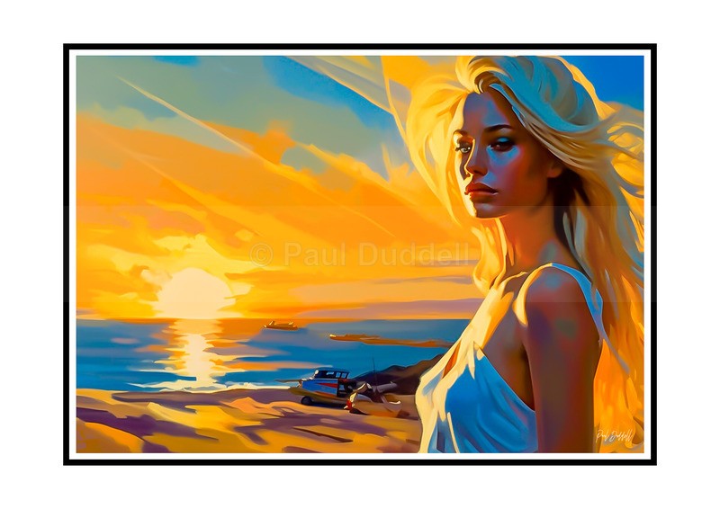 Love on Location, Bride on The Beach Paintings by Paul Duddell, Whispers & Strokes - Artist, Painter, and Photographer