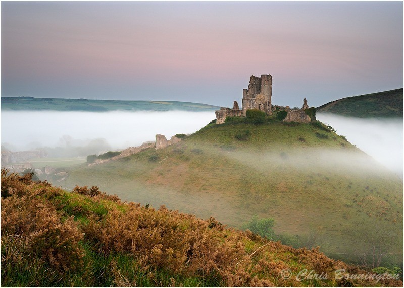 Corfe Castle at dawn 2 - Landscapes - Colour