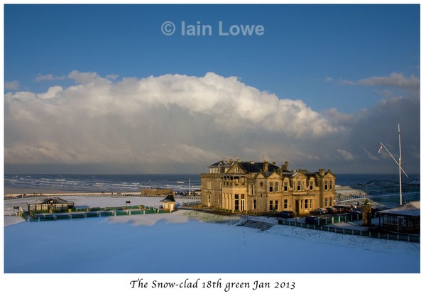 18th snow - Snow on The Old Course 2013