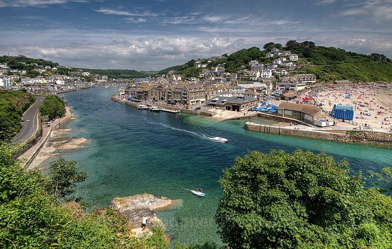 Looking down on the River Looe and Town Beach in summerstc - Looe