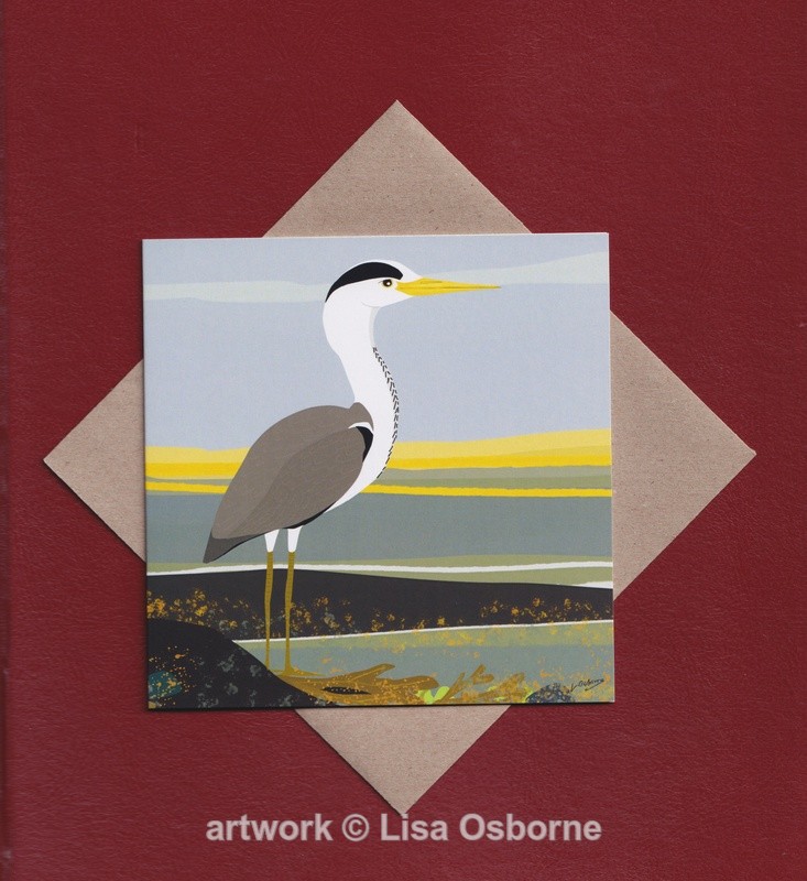 Heron in rockpool greetings card - Cards
