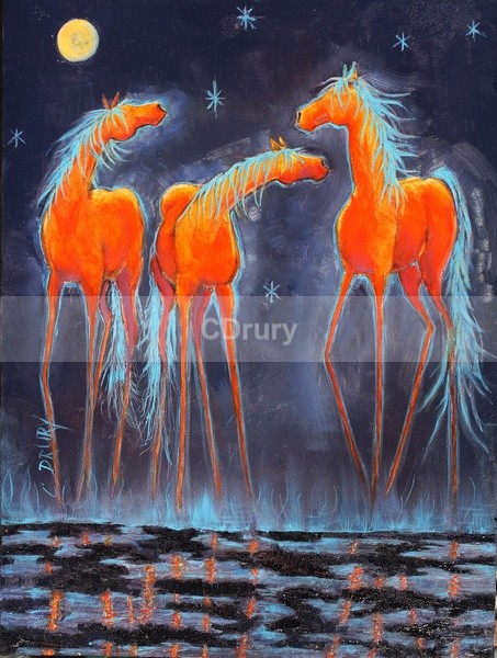RH04165 Moonlight Mist - Horses and Cowgirls