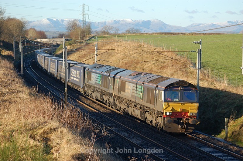1.12.12 - 66421 & 66423 4S43 Rugby - Mossend, Docker - West Coast Main Line (north to south)