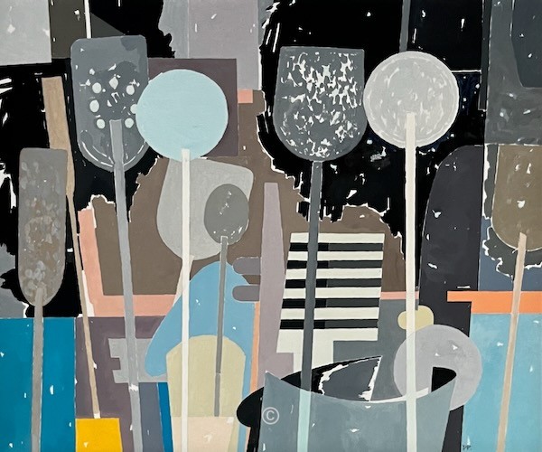 'Pizza Shovels, Palermo.' - David Pettigrew D.A. Paintings 1970's.