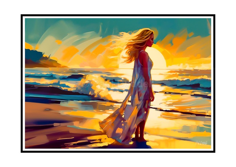Love on Location, Bride on The Beach Paintings by Paul Duddell, Whispers & Strokes - Artist, Painter, and Photographer