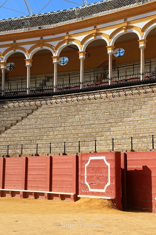 Burladero showing bull horn indentations, Plaza de Toros, Seville - Seville, Spain