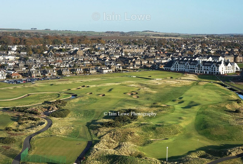 The 1st hole, right, 16th tee to green, left and 18th in the distance - Carnoustie Golf Links images