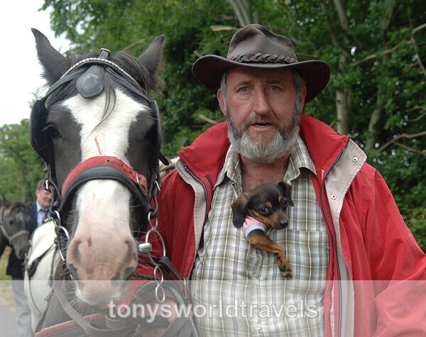 15, Man with pony and dog in his Shirt, The Fair of Muff,  Co.Cavan - Horse Fairs, Ireland
