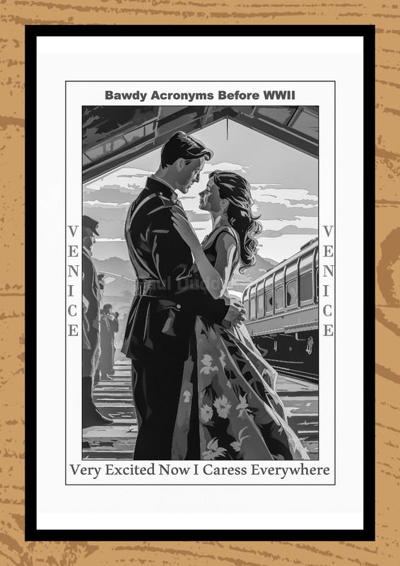 Bawdy Acronyms before WWII Watercolour Paintings by Artist Paul Duddell