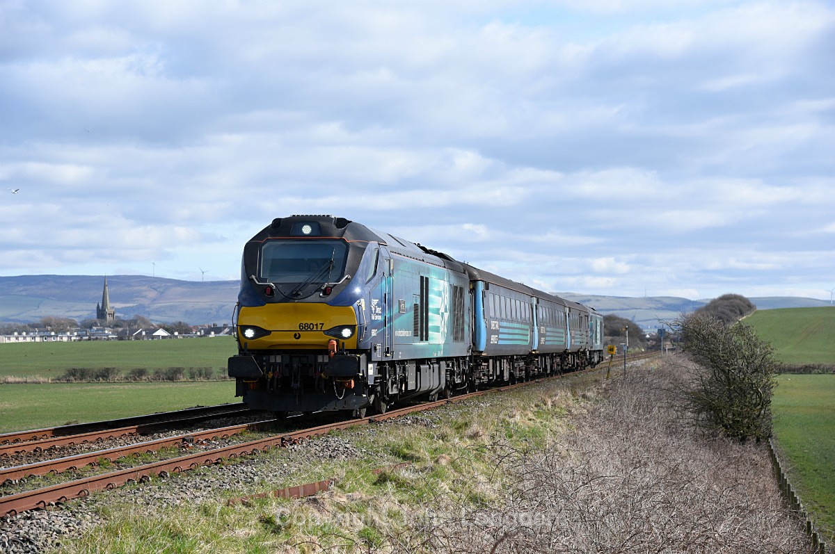 JL - 20.3.18 68017 & 68018 2C49 11:40 Barrow - Carlisle, Millom - Cumbrian Coast (north to south)