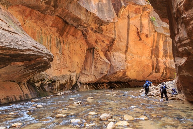 Hikers in the Narrows - Utah