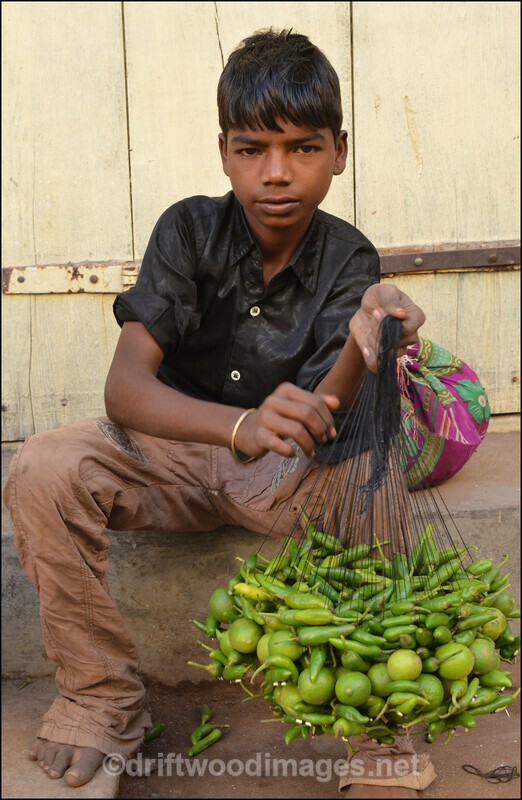 India Porbandar boy vegetable seller - India