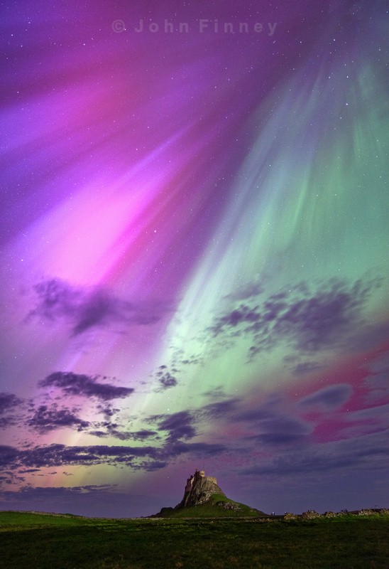 Coronal Mass Ejection over Lindisfarne Castle - Astrophotography