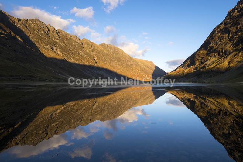 The Aonach Eagach across Loch Achtriochtan, Glen Coe, Highland - Landscape format