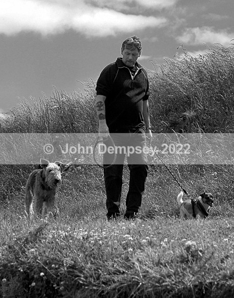 Walking From The Lighthouse BW - Walking the Dog