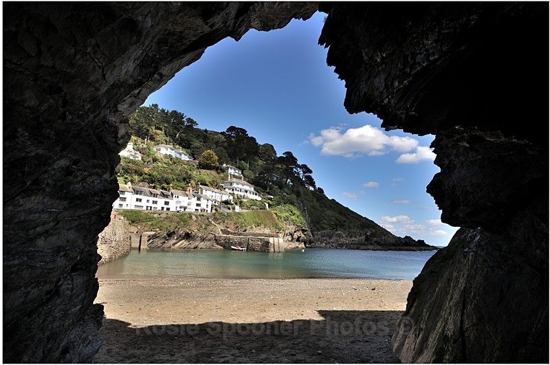 Looking out from the cave on Polperro Beach - Polperro