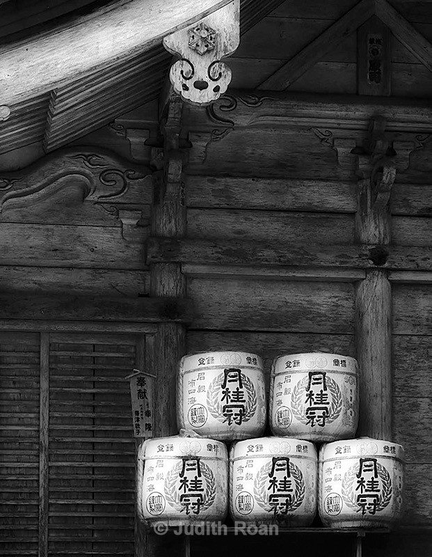 Sake Barrels Kurama Shrine - Palladium Prints by Ron Reeder