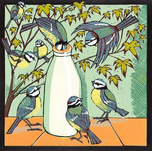 Waiting Their Turn - Reduction Linocuts