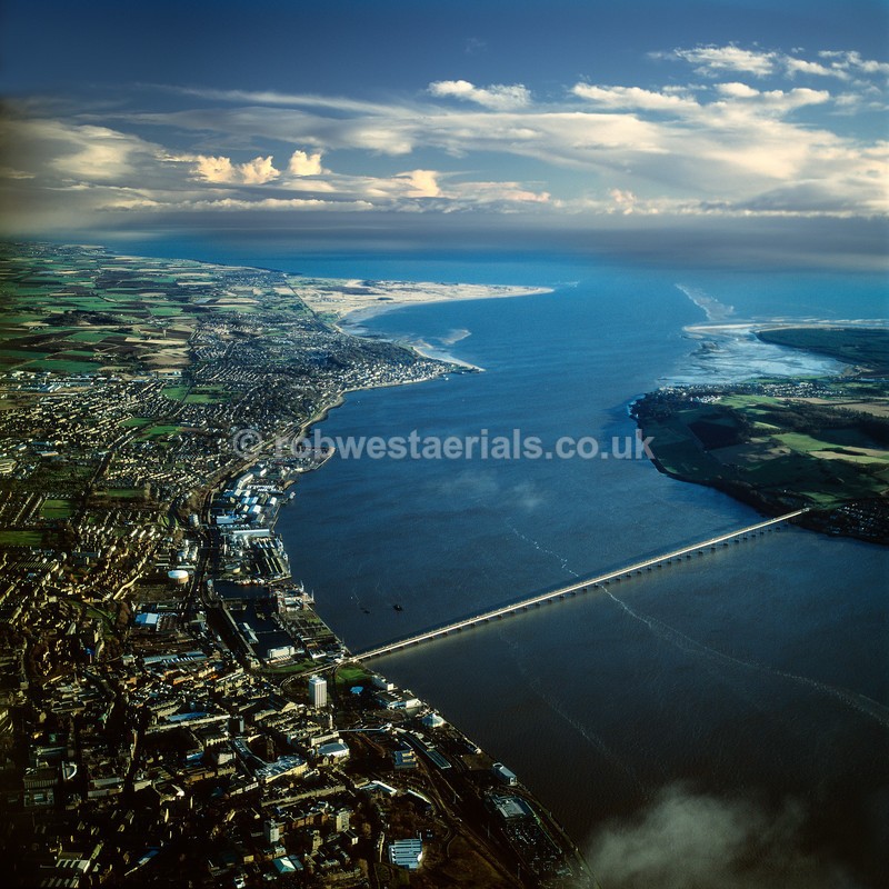 aerial pictures of Scottish east coast coastline coastal cities towns bridges of Scotland