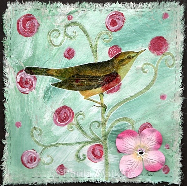 Fabric Bird Collage 7 - Recent artwork