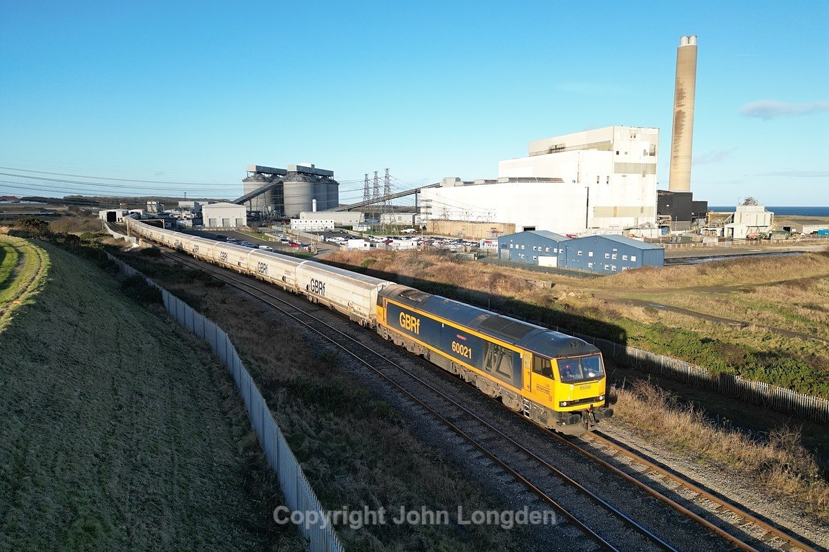 JL - 19.12.23 60021 6N87 Lynemouth PS - Tyne Coal Terminal, Lynemouth - Blyth & Tyne (north to south)