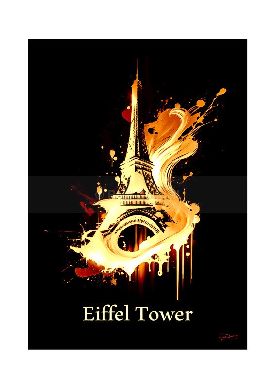 Eiffel Tower Historical Structures Ink Paintings by Paul Duddell, Whispers & Strokes - Artist, Painter, and Photographer