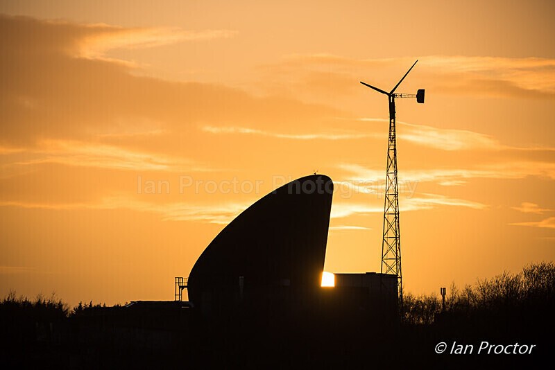 Sun sets behind Ecos Centre, Ballymena, County Antrim, N.Ireland - County Antrim