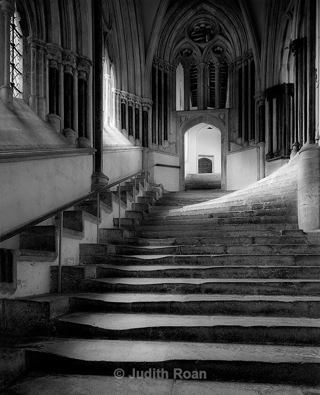 Steps to the Chapter House Wells Cathedral - Palladium Prints by Ron Reeder