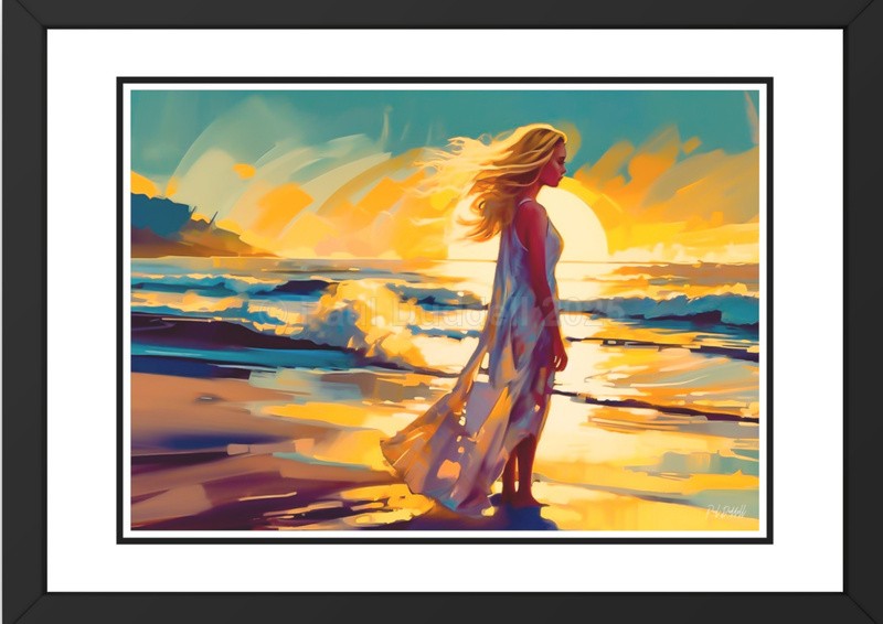 Love on Location, Bride on The Beach Paintings by Paul Duddell, Whispers & Strokes - Artist, Painter, and Photographer