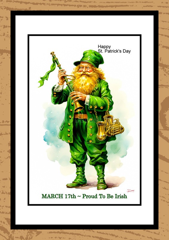 St Patrick's Day Watercolour Paintings - Festive Heartbeat by Artist Paul Duddell