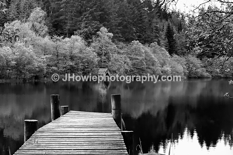 Loch Ard boathouse - Black & White