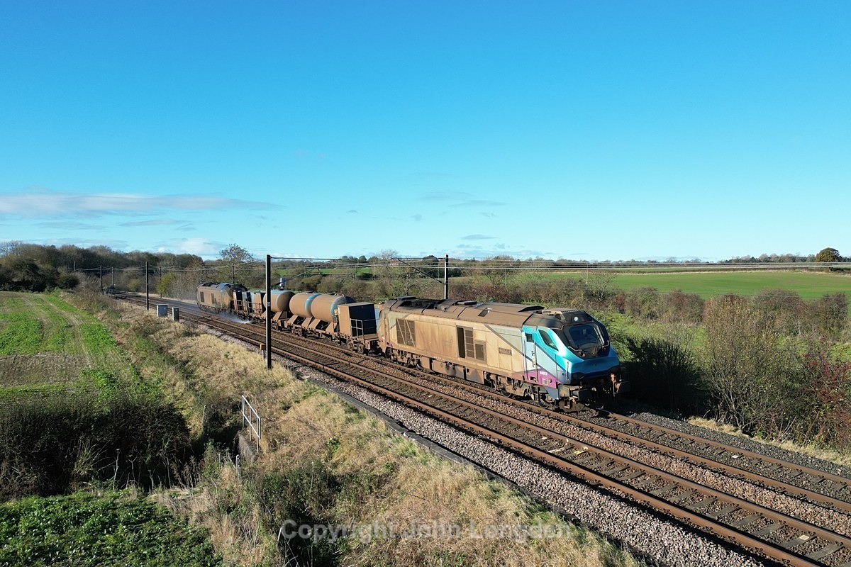 JL - 11.11.23 66022/034 3J78 Nunthorpe - Carlisle, Ricknall Grange - East Coast Main Line (north to south)