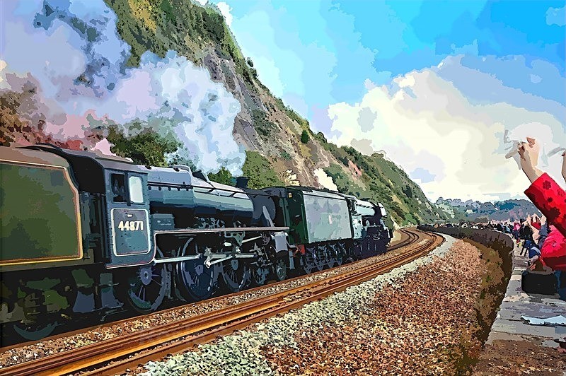 One only  TS57 - Waving to the Flying Scotsman  Teignmouth to Dawlish - Greetings Cards - Trains