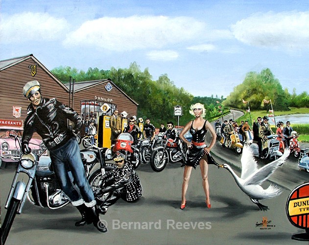 Mods and Rockers at Beaulieu Garage - Motorbikes