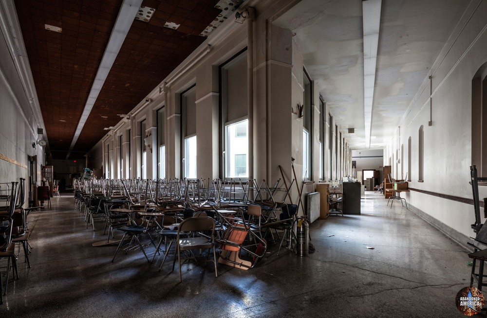 Abandoned Schenley Hish School hallway in Pittsburgh
