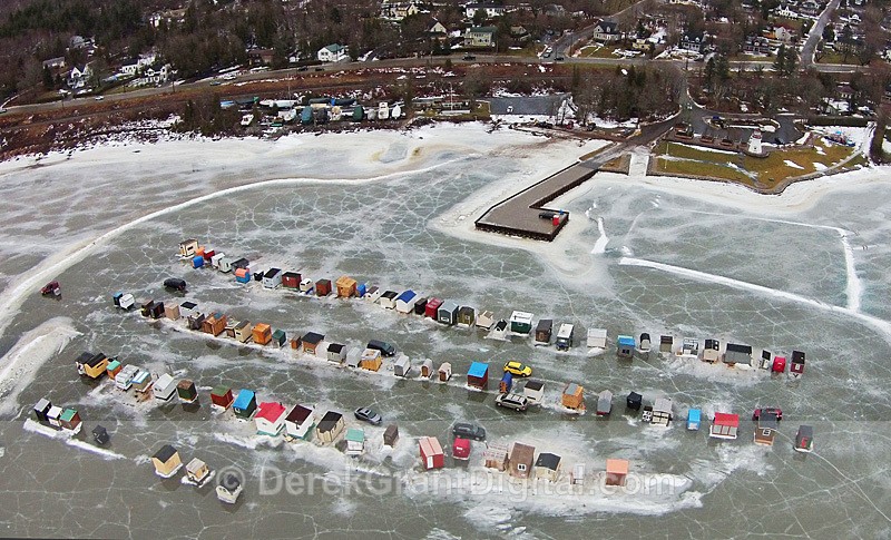 Renforth Ice Shacks Aerial View Rothesay N.B. Canada
